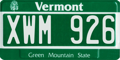 VT license plate XWM926