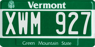 VT license plate XWM927