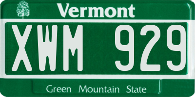 VT license plate XWM929