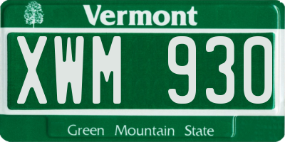 VT license plate XWM930