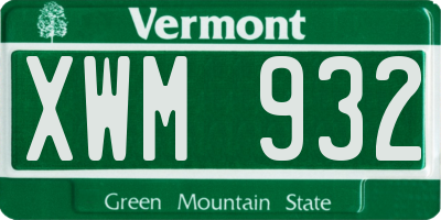 VT license plate XWM932