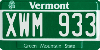 VT license plate XWM933