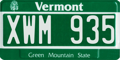 VT license plate XWM935