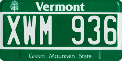 VT license plate XWM936