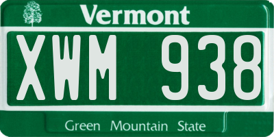VT license plate XWM938