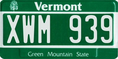 VT license plate XWM939