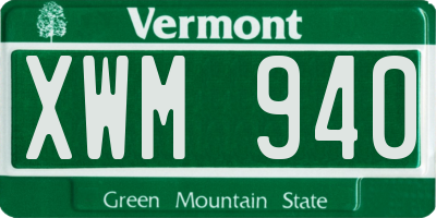 VT license plate XWM940