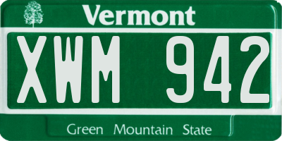VT license plate XWM942