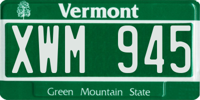 VT license plate XWM945