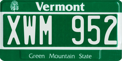 VT license plate XWM952