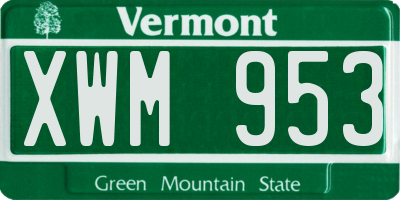VT license plate XWM953