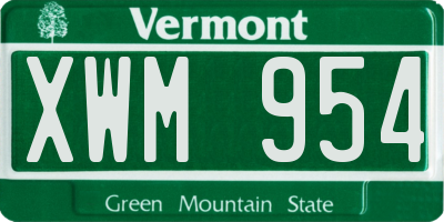 VT license plate XWM954