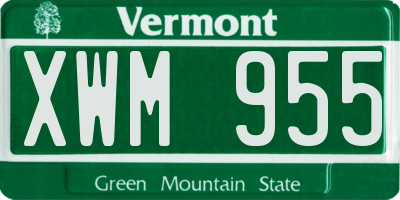 VT license plate XWM955