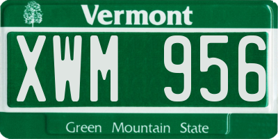 VT license plate XWM956