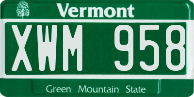 VT license plate XWM958