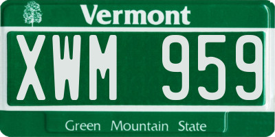 VT license plate XWM959