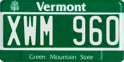 VT license plate XWM960