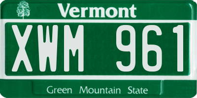 VT license plate XWM961