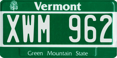 VT license plate XWM962