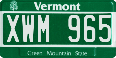 VT license plate XWM965