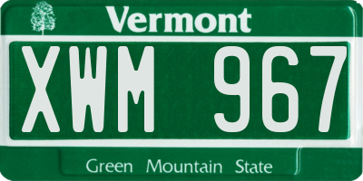 VT license plate XWM967