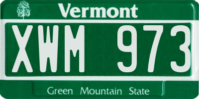 VT license plate XWM973
