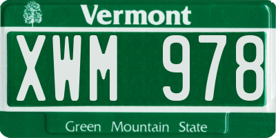 VT license plate XWM978