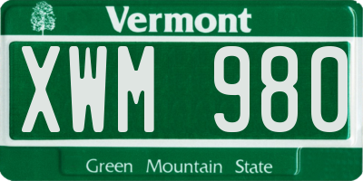 VT license plate XWM980