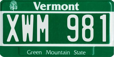 VT license plate XWM981