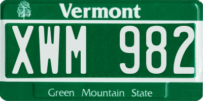 VT license plate XWM982