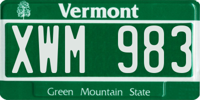 VT license plate XWM983