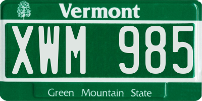 VT license plate XWM985