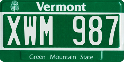 VT license plate XWM987
