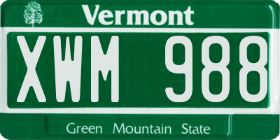 VT license plate XWM988