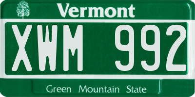VT license plate XWM992