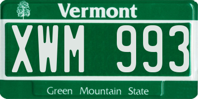VT license plate XWM993