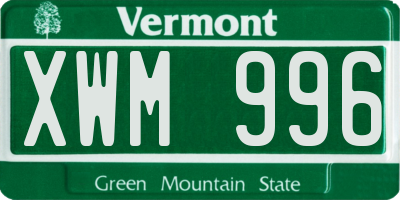 VT license plate XWM996