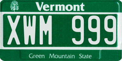 VT license plate XWM999