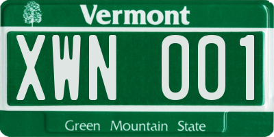 VT license plate XWN001