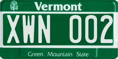 VT license plate XWN002