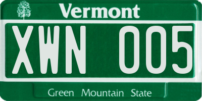 VT license plate XWN005