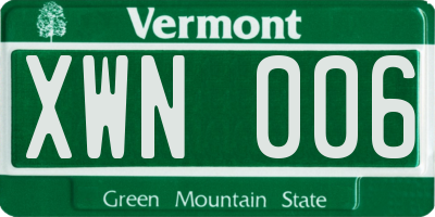 VT license plate XWN006