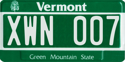 VT license plate XWN007