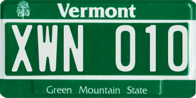 VT license plate XWN010