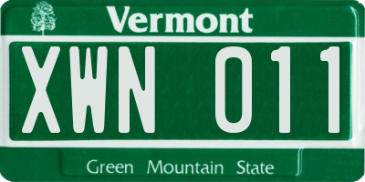 VT license plate XWN011
