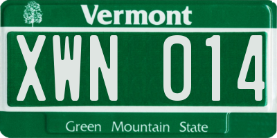 VT license plate XWN014