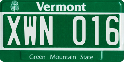 VT license plate XWN016