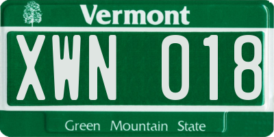VT license plate XWN018