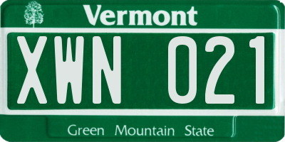 VT license plate XWN021