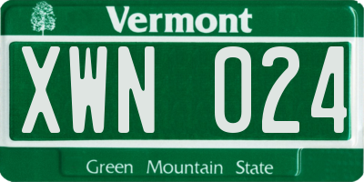 VT license plate XWN024